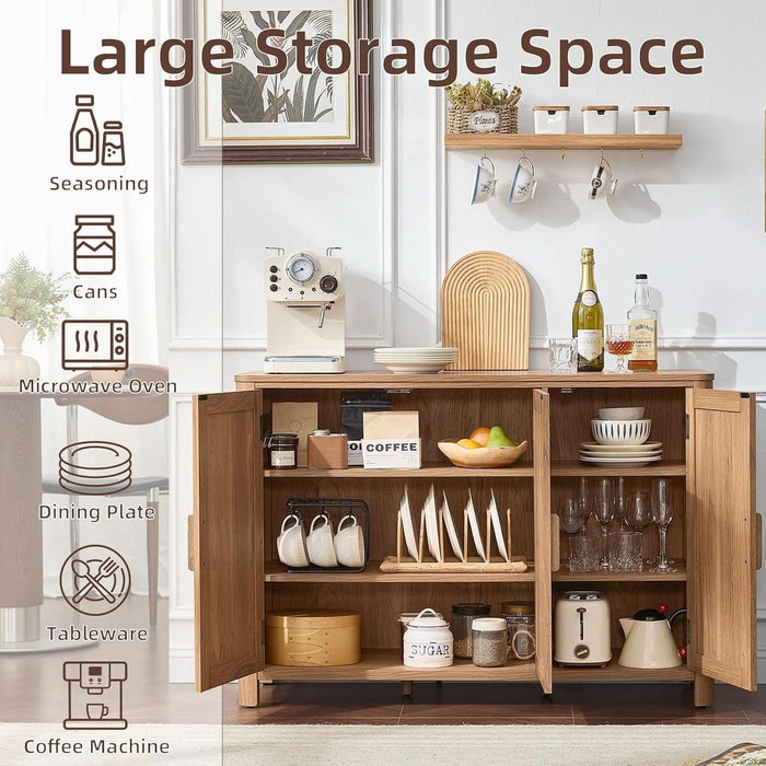 Sideboard Buffet Cabinet with Storage, 46" Arc-Shaped Credenza