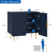 Blue Fluted 2-Door Buffet Cabinet, Modern Coffee Bar & Sideboard