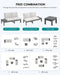 HDPE Outdoor Furniture Set, 4 Seats Outdoor Sectional with Coffee Table, All-Weather Patio Sofa Set, Patio Conversation Sets with Adjustable Backrest Sofa for Garden, Backyard, Grey with Beige