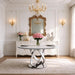 47.24" round Faux Marble Dining Table for 6 W/Stainless Steel Leg