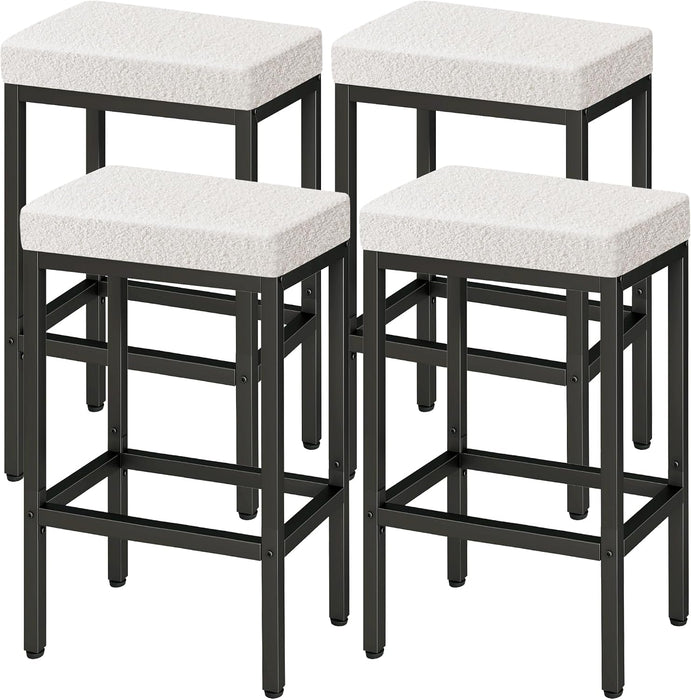 26 Inch Counter Height Bar Stools Set of 4, Fabric Barstools HBS514W-2 | White Kitchen Barstools with Metal Leg, Modern Bar Stool Chairs for Kitchen Island Counter Breakfast Bars Living Room Party