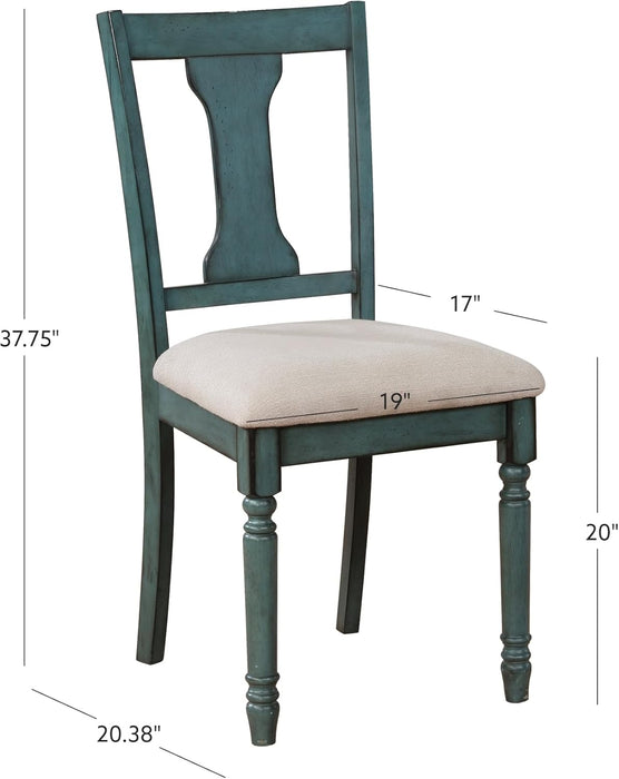 Furniture Willow, Teal Blue, Set of 2 Side Chair,