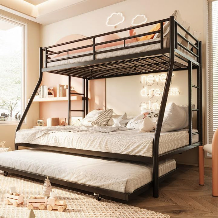 HeavyDuty Metal Twin Bunk Bed SpaceSaving BlackFinish