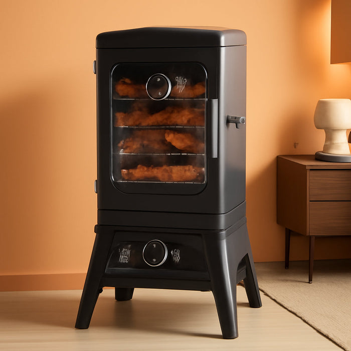 Large Vertical Propane Smoker Grill 4-Rack Outdoor Gas BBQ Smoker with Temperature Control, Heavy Duty Design & Weather-Resistant Cover for Meat, Fish, Ribs