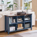 6 Cube Bookcase, Farmhouse Wood Low Storage Organizer Book Shelf, 47" Horizontal Navy Blue Console Bookshelf with Legs, Hallway Book Case for Entryway, Display Cabinet for Living Room, Office