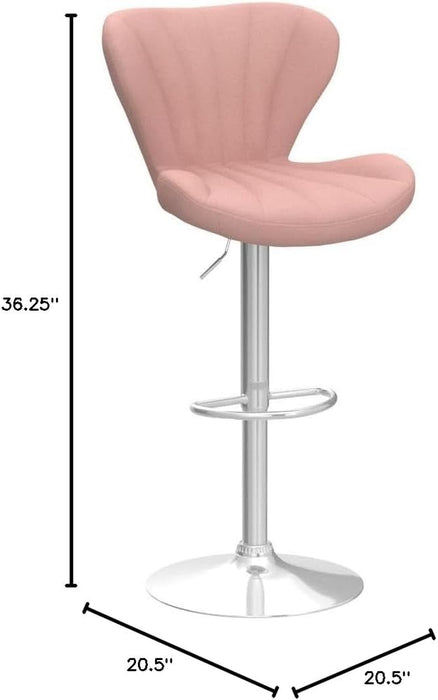 Ellston Velvet Adjustable Swivel Barstools in Pink, Set of 2