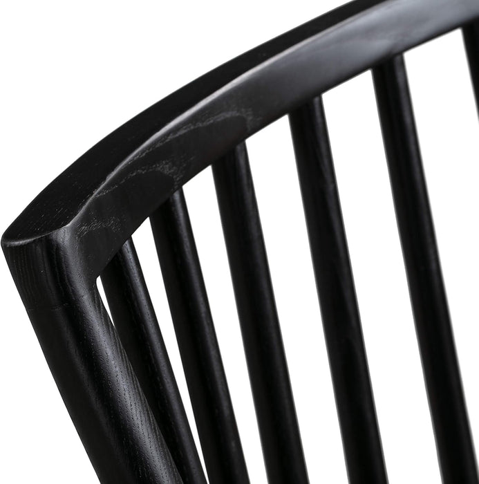 Talia Windsor Dining Chair, 35” High, Solid Ash Wood, Black Finish, Modern Farmhouse Kitchen & Dining Room Chair
