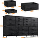 16 Drawer TV Stand Black Dresser 51"W for 60" TV – Long Dresser with 3 Power Outlets & 2 Ports, 374 LBS Load-Bearing Capacity, Space Saving Entertainment Center for Small Bedroom, Dorm, Living Room