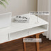 White Computer Desk with Drawers - 45 Inch Minimalist Small Solid Wood Mid-Century Modern Office Desk for Home - Boho Style Writing Table with Open Storage,Light Wooden Desk Workspace