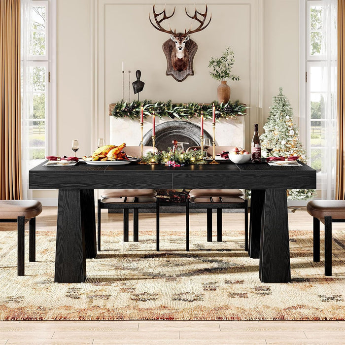 Tribesigns 63 Inch Dining Table for 4-6 People, Modern Rectangular Kitchen Table with Heavy Duty Tapered Legs, Farmhouse Dinner Tables for Home Commercial, Easy Assembly