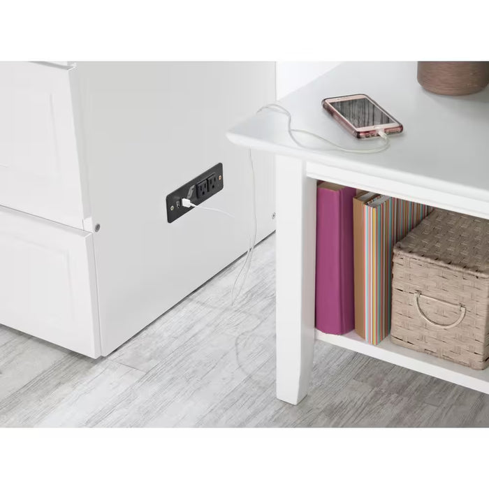 Deerfield Murphy Bed Chest Queen White with Charging Station