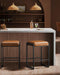 VASAGLE EKHO Collection - Bar Stools Set of 2, Counter Height Bar Stools, Synthetic Leather with Stitching, Mid-Century Modern, 26-Inch Tall, Kichen Home Bar Dining Room, Caramel Brown ULBC086K01V1