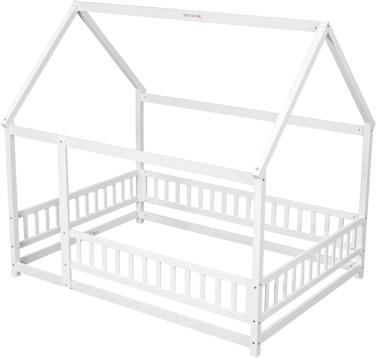 Full Size Wooden Montessori Farmhouse Playhouse Bed