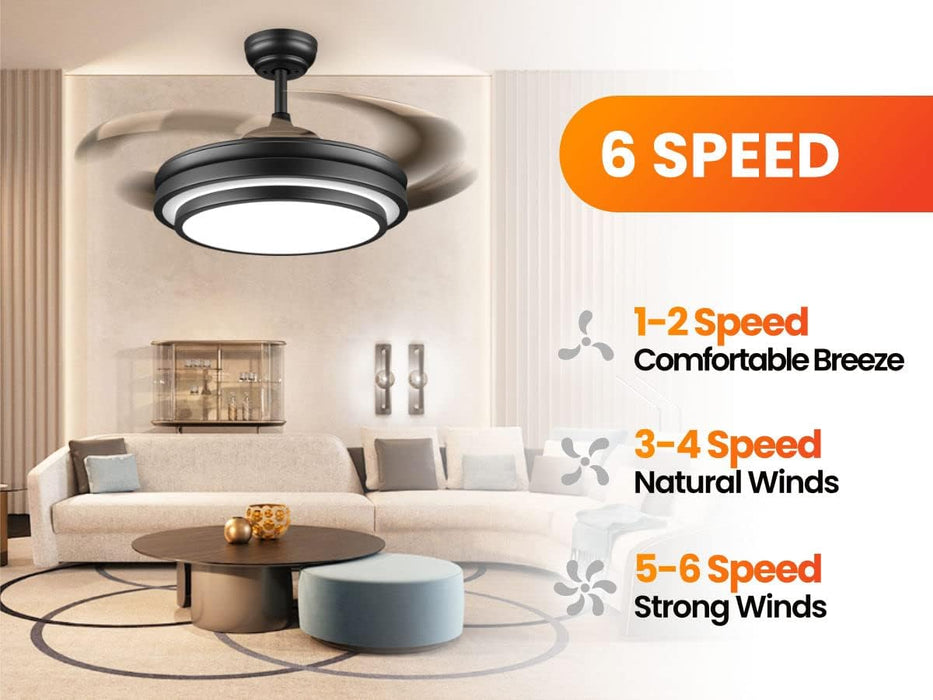 48 Inch Retractable Ceiling Fan Intelligent Controller