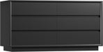 55" Dresser for Bedroom with 6 Drawers, Black Dresser with Metal Slide, Bedroom Dressers, Wood Dressers & Chests of Drawers for Bedroom, Hallway, Black