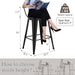 24Inch Outdoor Metal Bar Stools Set of 4 Patio Stool Counter Height Barstools Large Seat Industrial Counter Stool Kitchen Bar Chairs Indoor-Low Back, Black