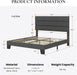 Full Platform Bed Frame with Upholstered Fabric Headboard, Mattress Foundation with Strong Wooden Slats Support, No Box Spring Needed, Grey
