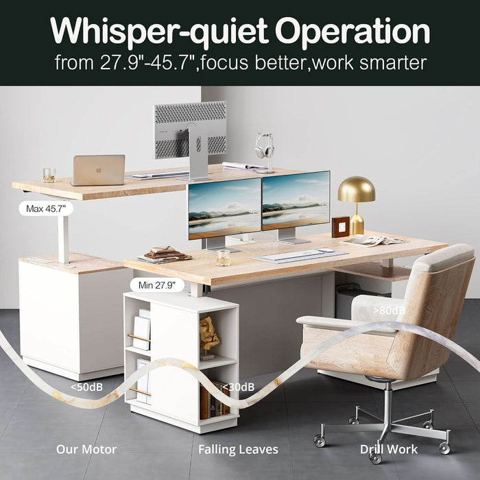 71Inch L Shaped Standing Desk With USB WalnutFinish