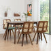 Walnut Dining Chairs - Swivel Rattan Dining Chairs with Bentwood Frame with Ergonomic Cane Back, Curved Arms, MCM Dining Chairs for Kitchen/Restaurant/Living Room/Conference (Walnut Beige, Set of 2)