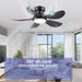 36 Inch Modern Ceiling Fans with Lights, Small Flush Mount Ceiling Fan, Remote/App Control, 5 Reversible Curved Blades, 6 Speeds, 3 CCT Dimmable Lights for Kids Room Bedroom, Black