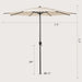 9Ft Outdoor Patio Umbrella W/ Push-Up Tilt & Crank, 8 Ribs, Sand