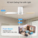 Ceiling Fans with Lights,42 Inch,Quiet Reversible Motor,Easy to Install,6 Speeds,3Cct,Timer, White Modern Ceiling Fan for Living Room, Bedroom, Kitchen, Dining Room, Office