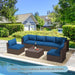 Outdoor Replacement Cushions for Patio Furniture,Water-Repellent Sofa Cushions for 6-Seat Rattan Wicker Sectional Patio Conversation Sets,14-Piece Cushions Set for Outdoor Couch-Blue