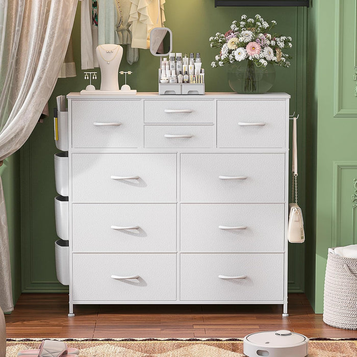White 10 Drawer Dresser With Customizable Compartments