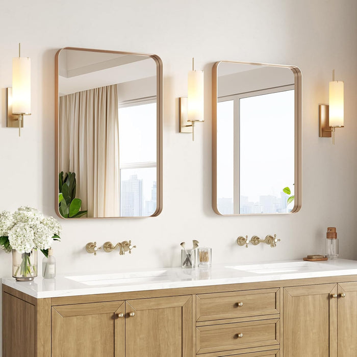 Gold Bathroom Mirrors for over Sink 22"X30" 2 Pack