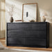 Modern 7 Drawers Dresser for Bedroom, 55" Wide Bedroom Dressers & Chest of Drawers W/Curved Profile, Mid Century Wood Dressers with Handleless Design, Large Dresser for Bedroom Living Room