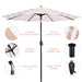 9 FT Patio Umbrella W/ Push Button Tilt and Crank Outdoor Umbrella, 8 Sturdy Ribs, UV Protection, Solution-Dyed Fabric, Beige and White Stripe