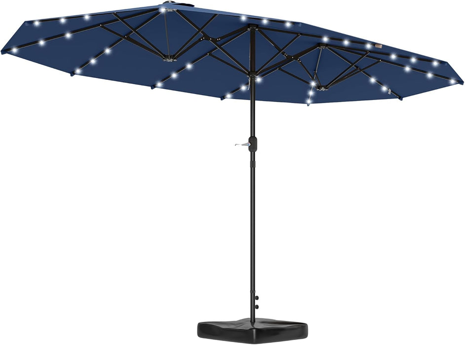14.4Ft Large Patio Umbrella with 36 Solar LED Lights