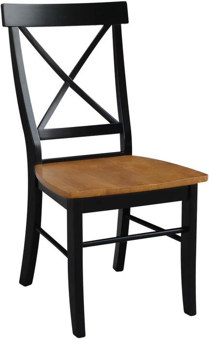 International Concepts X- Back Chair with Solid Wood Seat, Black/Cherry