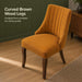 Upholstered Dining Chairs Set of 6, Gold Fabric, Curved Brown Wood Legs