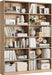 Bookshelf and Bookcase, 6-Tier Double Wide Bookshelves,Freestanding Display Storage Shelves, Tall Bookcases for Home Decor Bedroom, Living Room, Home Office, Light Oak