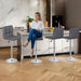 Set of 4 Adjustable Swivel Barstools, Modern PU Leather Kitchen Counter Bar Stools, Square Back Bar Stool (Grey)