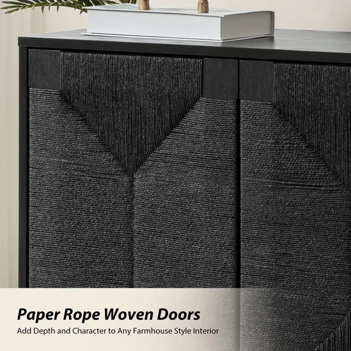 Carreiro 32"W Woven Transitional 2-Door Accent Cabinet (Set of 2)