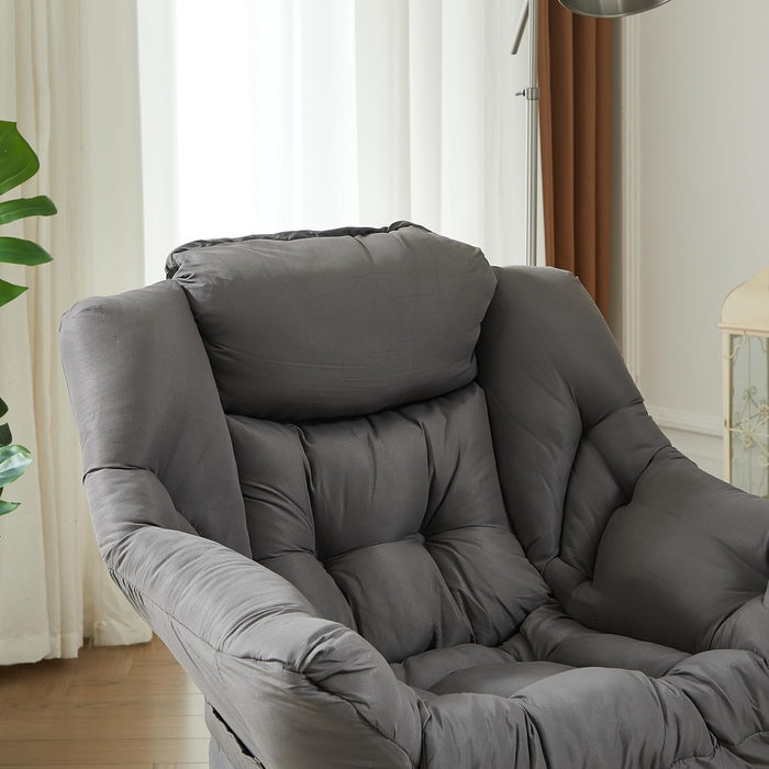 Dark Grey Foldable Ottoman Lounge Armchair Footrest