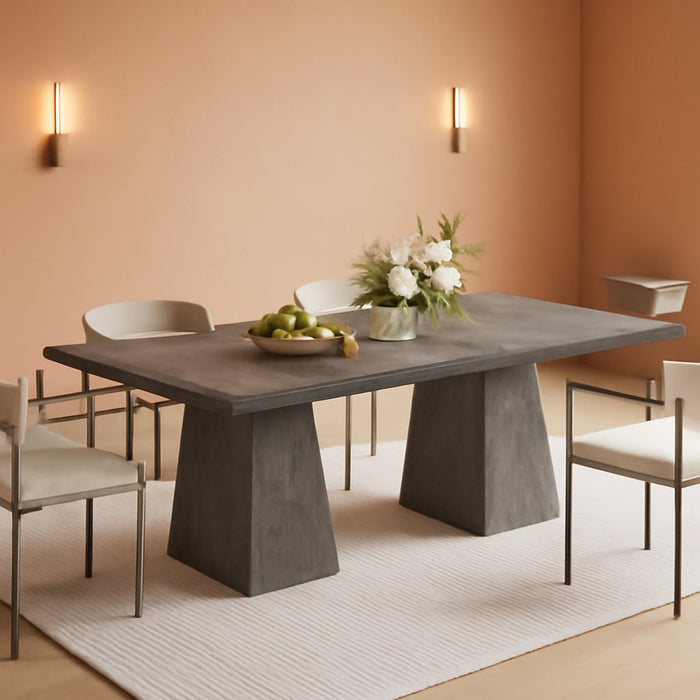 Tribesigns Dining Table for 6, Farmhouse Wood Dinner Rectangular Table Kitchen Table with Double Pedestal, 63" L X 31.5" W X 30" H, Grey