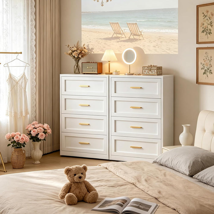 Tall White Dresser for Girls Bedroom,White Chest of Drawers for Bedroom,Metal Dressers for Kids Bedroom Living Room Hallway,Entryway, Nursy