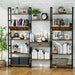 Triple Wide 5 Tier Bookshelf, Adjustable Rustic Industrial Style Book Shelves, Modern Bookcases and Bookshelves Furniture for Bedroom, Living Room and Home Office, Vintage Brown