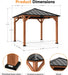 Modern Shade Tranquil Grove Wood Gazebo 10' X 10', Hardtop Gazebo Permanent with Galvanized Steel Roof, Cedar Outdoor Gazebo with Sturdy Hooks for Garden, Backyard, Patio and Deck