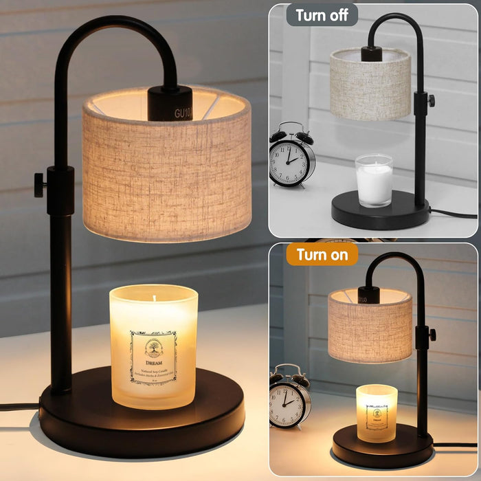 Candle Warmer Lamp with Timer, Dimmable Candle Wax Warmer Candle Lamp Warmer with 2 Bulbs, House Warming Gifts Christmas Gifts for Women Bedroom Home Decor (Linen-Upgraded)