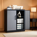 Metal Storage Cabinet, Storage Cabinet with 2 Adjustable Shelves, Steel Counter Cabinet with Lockable Doors for Home Office