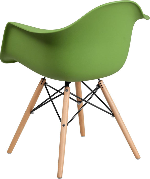 Alonza Series Green Plastic Chair with Wooden Legs