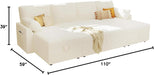 White Sectional Sofa Bed Oversized, 110", Storage