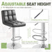 Bar Stools Modern Pu Leather Swivel Adjustable Hydraulic Bar Stool Square Counter Height Stool Set of 2 (Gray)