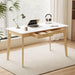 47 Inch Compact Computer Gaming Desk, White Study Work Office Desk with 2 Storage Drawers, Rectangular Study Reading Table, Simple Computer Writing Table for Home Office, Living Room