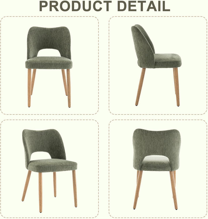 Modern Dining Chairs Set of 4, Upholstered Fabric Kitchen Small Cute Chairs with Butterfly Hollow Back, Solid Wood Legs, Easy Assembly, Farmhouse Style for Kitchen & Dining Room, Green
