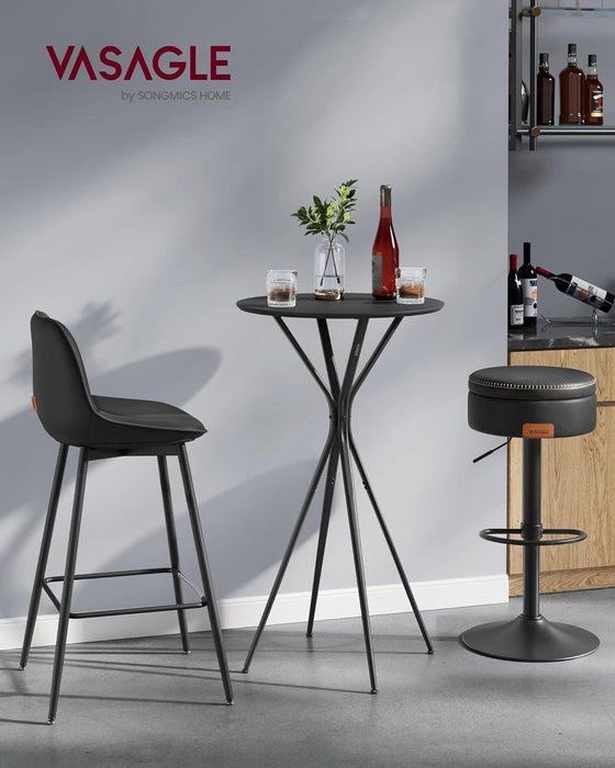 Bar Tables Set of 2, round Cocktail High Top Pub Bistro Table for Events Party, Kitchen Dining, Home Bar, 23.6 X 23.6 X 41.3 Inches, Sturdy Metal Frame, Modern Style, Easy to Assemble, Black